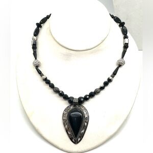 Sterling Onyx Pendant Necklace